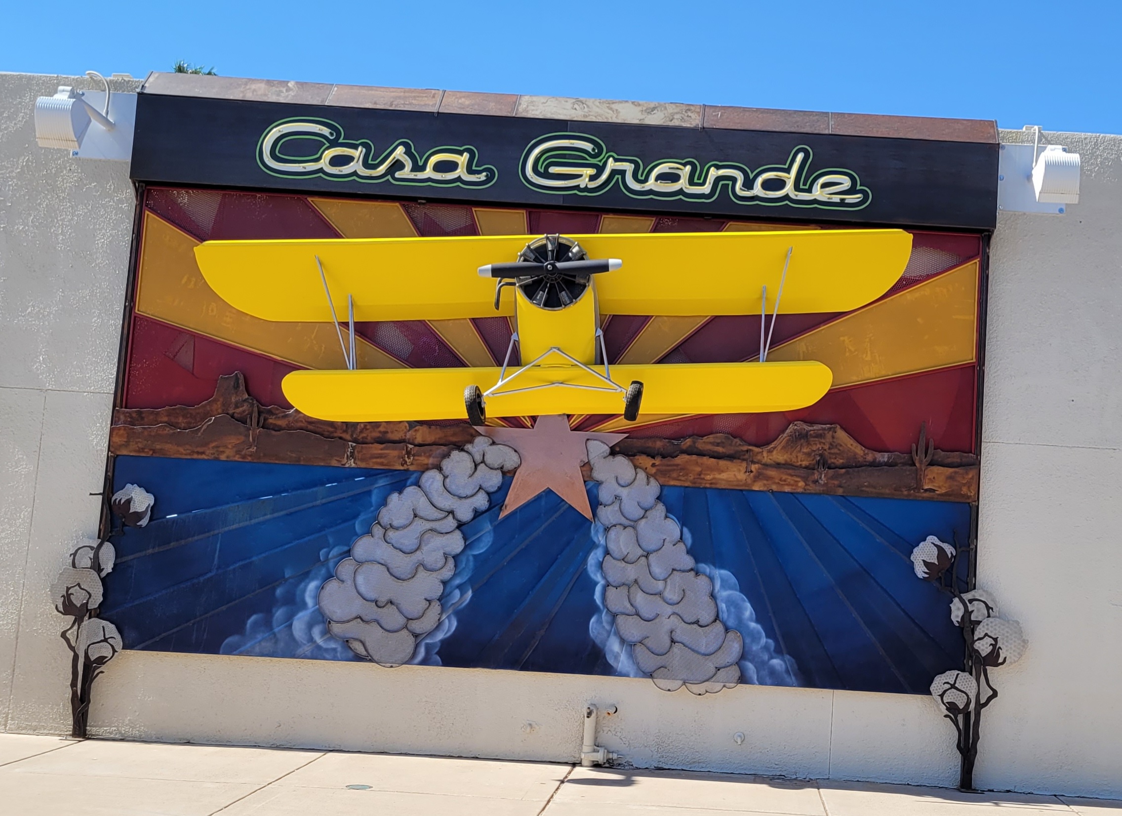 Neon Sign installed on crop duster